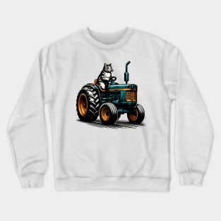 Funny Cat Driving A Tractor Crewneck Sweatshirt